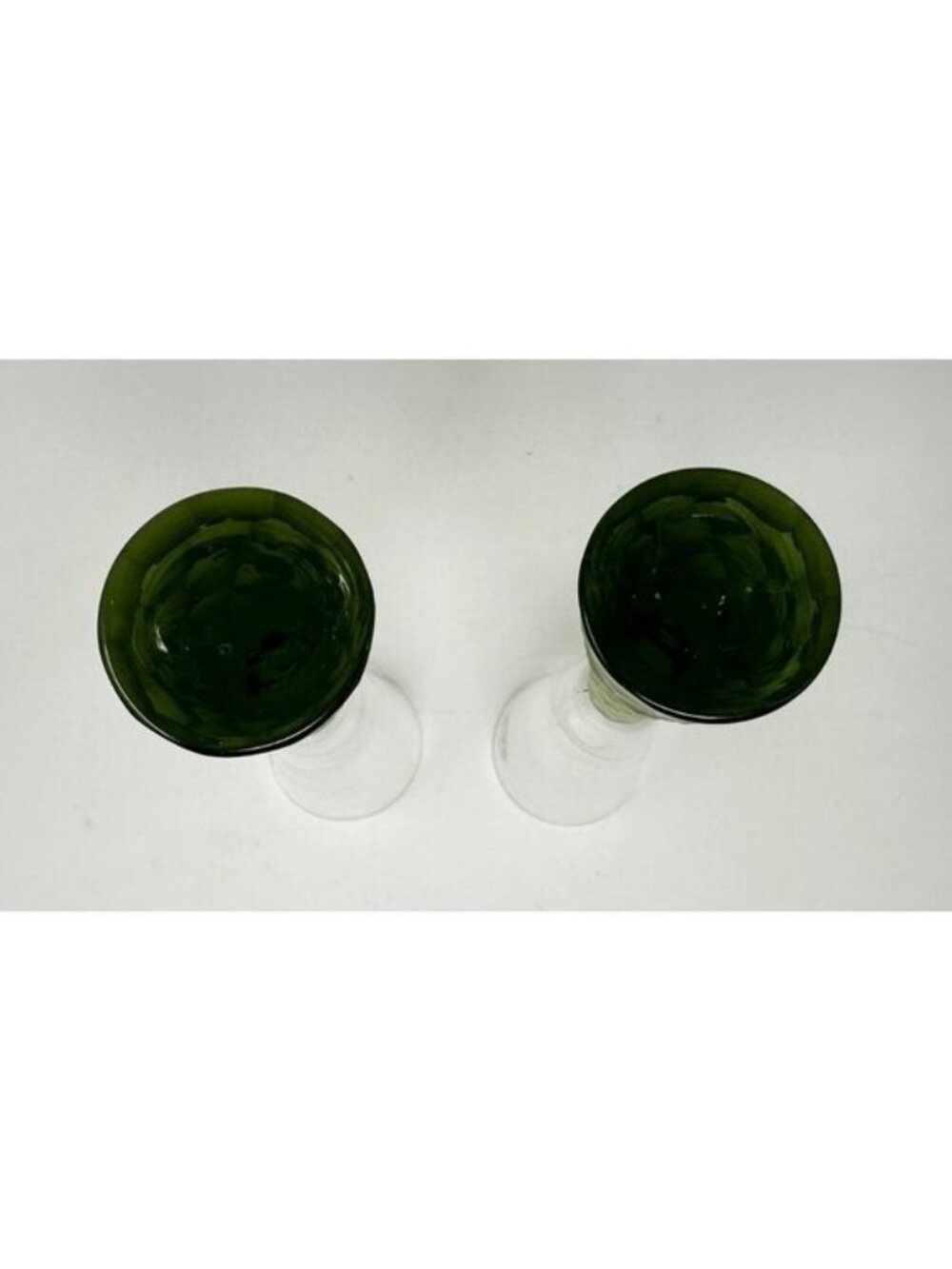 ARTLAND PRESCOTT Crystal Champagne Flutes Handblown Honeycomb GREEN Set of 2 - Picture 6 of 11